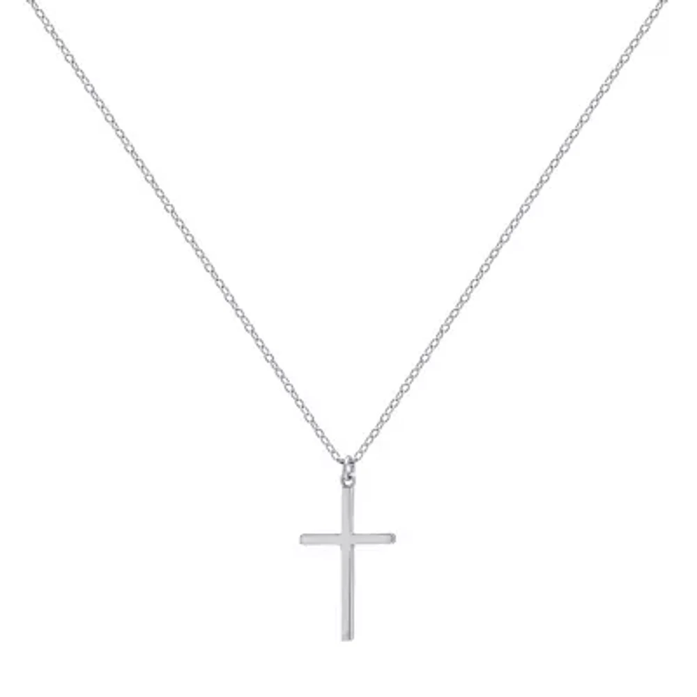 Silver Treasures Sterling Silver 16 Inch Cable Cross Pendant Necklace