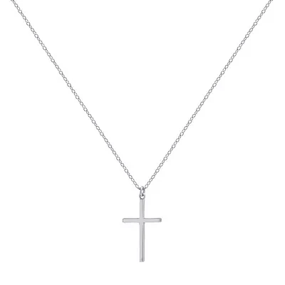 Silver Treasures Sterling Silver 16 Inch Cable Cross Pendant Necklace