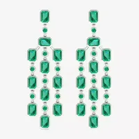 Lab Created Green Emerald Sterling Silver Chandelier Earrings