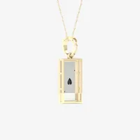 Ace Of Hearts Playing Card Mens Diamond Accent Genuine Black Onyx 10K Gold Sterling Silver Rectangular Pendant Necklace