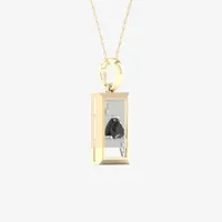 Ace Of Hearts Playing Card Mens Diamond Accent Genuine Black Onyx 10K Gold Sterling Silver Rectangular Pendant Necklace