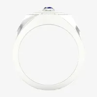 Mens Lab Created Blue Sapphire Sterling Silver Fashion Ring