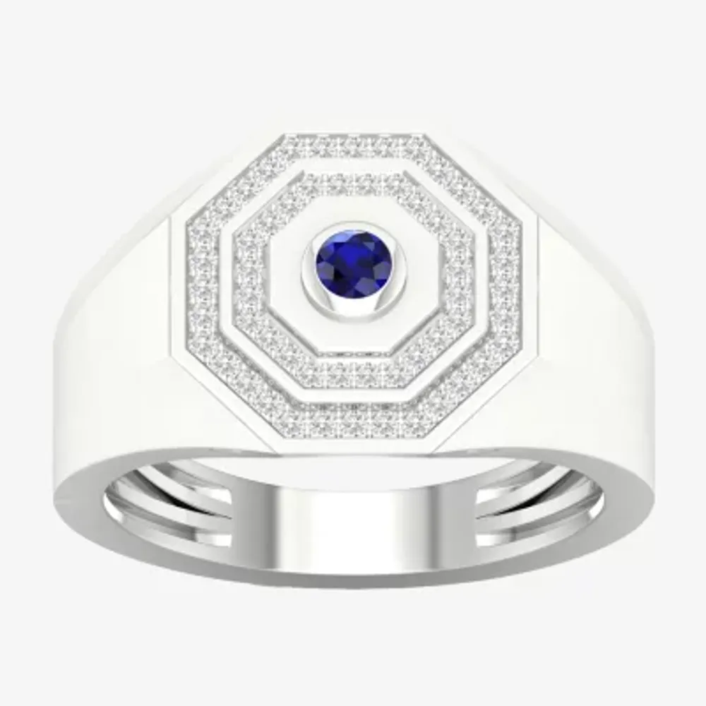 Mens Lab Created Blue Sapphire Sterling Silver Fashion Ring