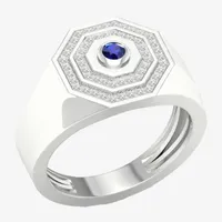 Mens Lab Created Blue Sapphire Sterling Silver Fashion Ring