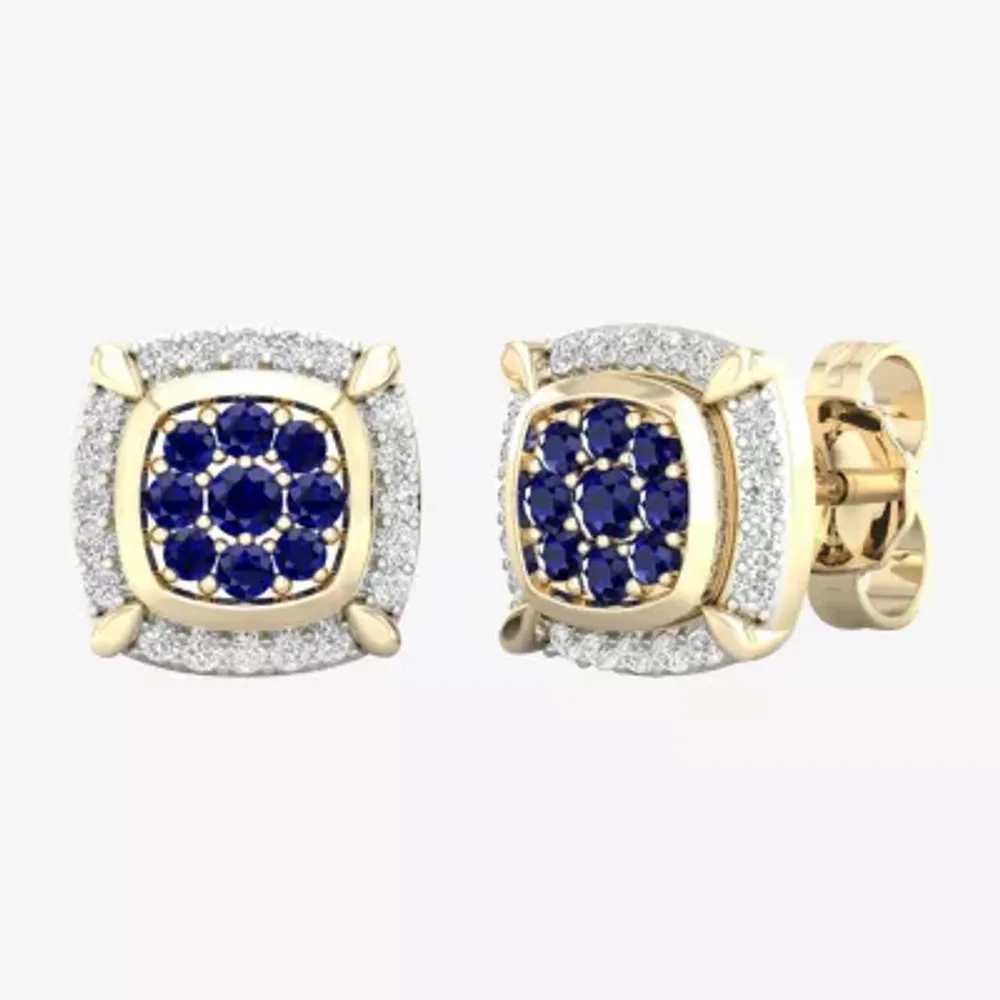1/8 CT. T.W. Genuine Blue Sapphire 10K Gold 8.8mm Stud Earrings