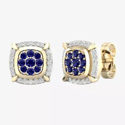1/8 CT. T.W. Genuine Blue Sapphire 10K Gold 8.8mm Stud Earrings