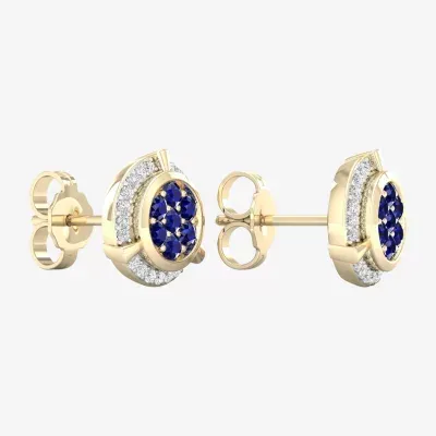 1/8 CT. T.W. Genuine Blue Sapphire 10K Gold 10.1mm Stud Earrings