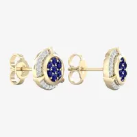 1/8 CT. T.W. Genuine Blue Sapphire 10K Gold 10.1mm Stud Earrings