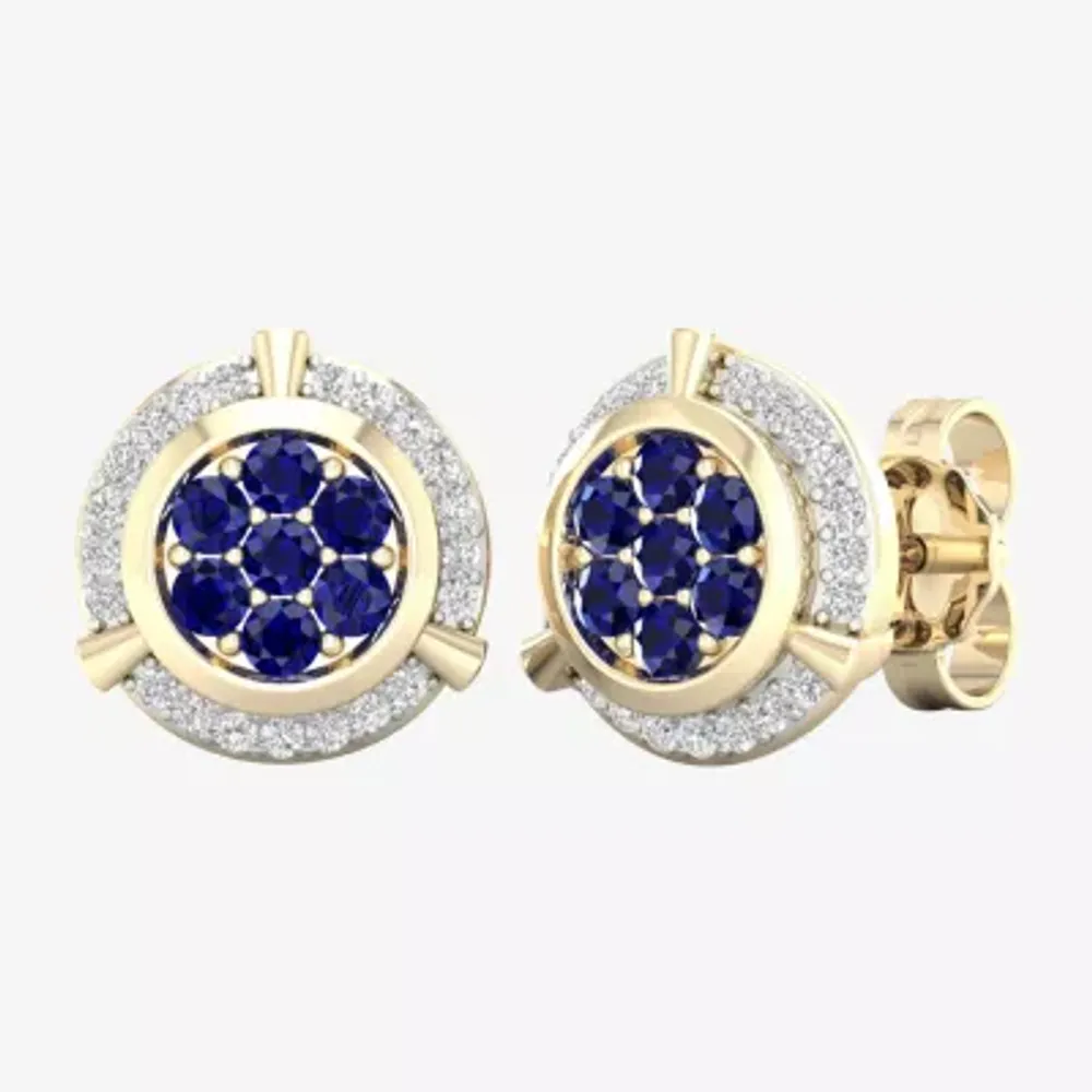 1/8 CT. T.W. Genuine Blue Sapphire 10K Gold 10.1mm Stud Earrings