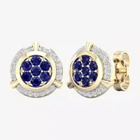 1/8 CT. T.W. Genuine Blue Sapphire 10K Gold 10.1mm Stud Earrings