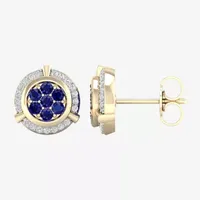 1/8 CT. T.W. Genuine Blue Sapphire 10K Gold 10.1mm Stud Earrings