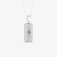 North Star Womens 1/2 Ct. T.W. Cubic Zirconia Sterling Silver Dog Tag Star Pendant Necklace