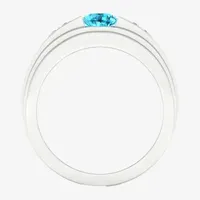 Mens Diamond Accent Genuine Blue Topaz Sterling Silver Fashion Ring