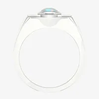 Mens Lab Created White Opal Sterling Silver Fashion Ring