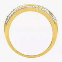 1/2 CT. T.W. Natural White Diamond 14K Gold Over Silver Crossover Band