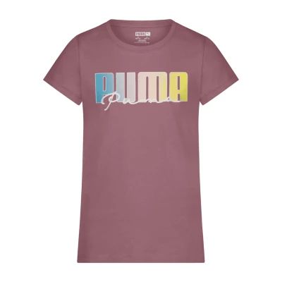 Puma Big Girls Crew Neck Short Sleeve Graphic T-Shirt