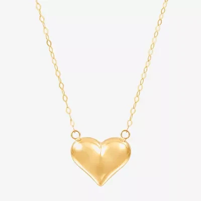 14K Yellow Gold Polished Puffed Heart Necklace