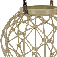 National Tree Co. Round Rope Weave Candle Bleach Decorative Lantern