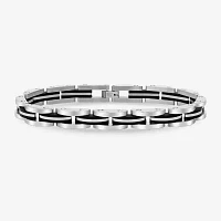 Mens Stainless Steel & Black IP Link Bracelet