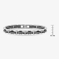 Mens Stainless Steel & Black IP Link Bracelet