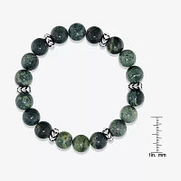 Green Jasper Sterling Silver Beaded Bracelet