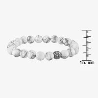 White Howlite Sterling Silver Beaded Bracelet