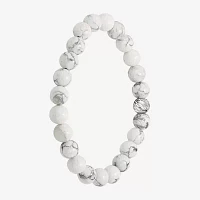 White Howlite Sterling Silver Beaded Bracelet