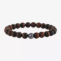 Red Tiger's Eye Sterling Silver Beaded Bracelet