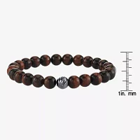 Red Tiger's Eye Sterling Silver Beaded Bracelet