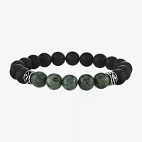 Agate Sterling Silver Beaded Bracelet