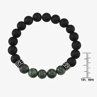Agate Sterling Silver Beaded Bracelet