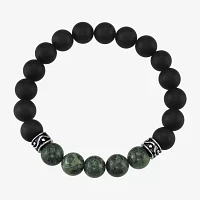 Agate Sterling Silver Beaded Bracelet