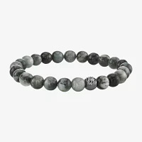 Gray Agate Sterling Silver Beaded Bracelet