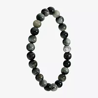 Gray Agate Sterling Silver Beaded Bracelet