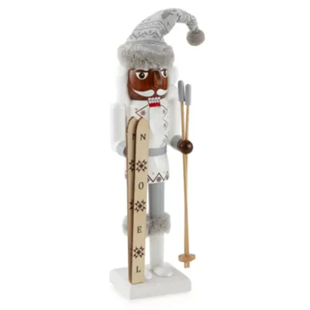 North Pole Trading Co. 14in Ski Man African American Christmas Nutcracker