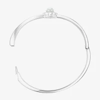 Sparkle Allure Pure Silver Over Brass Oval Bangle Bracelet