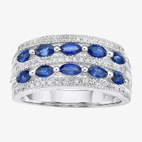 Womens Lab Created Sapphire Sterling Silver Cocktail Ring