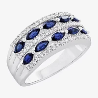 Womens Lab Created Sapphire Sterling Silver Cocktail Ring