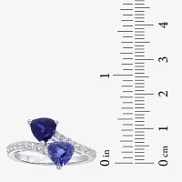 Womens Lab Created Sapphire Sterling Silver Cocktail Ring