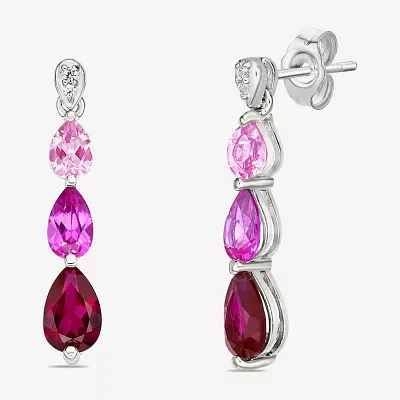 Gemstone Sterling Silver Pear Drop Earrings