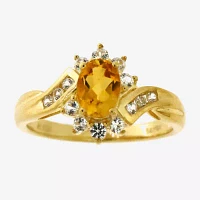 Womens Genuine Yellow Citrine 14K Gold Over Silver Cocktail Ring