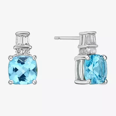 Genuine Blue Topaz and Lab-Created White Sapphire Earrings