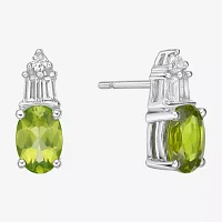 Genuine Peridot & Lab-Created White Sapphire Sterling Silver Earrings