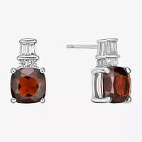 Genuine Red Garnet Sterling Silver 11mm Stud Earrings