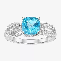 Womens Genuine Topaz Sterling Silver Cocktail Ring