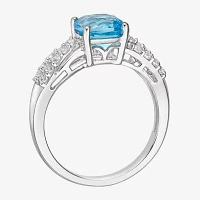 Womens Genuine Topaz Sterling Silver Cocktail Ring