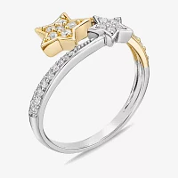 Womens 1/4 CT. T.W. Natural White Diamond 10K Two Tone Gold Star Cocktail Ring