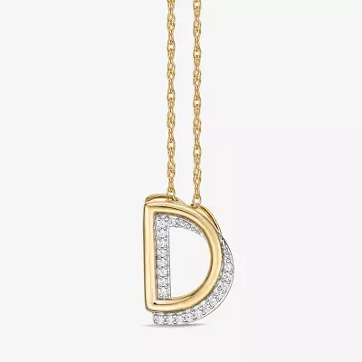 Initial Womens 1/10 CT. T.W. Natural White Diamond 10K Gold Pendant Necklace