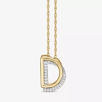 Initial Womens 1/10 CT. T.W. Natural White Diamond 10K Gold Pendant Necklace