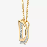 Initial Womens 1/10 CT. T.W. Natural White Diamond 10K Gold Pendant Necklace